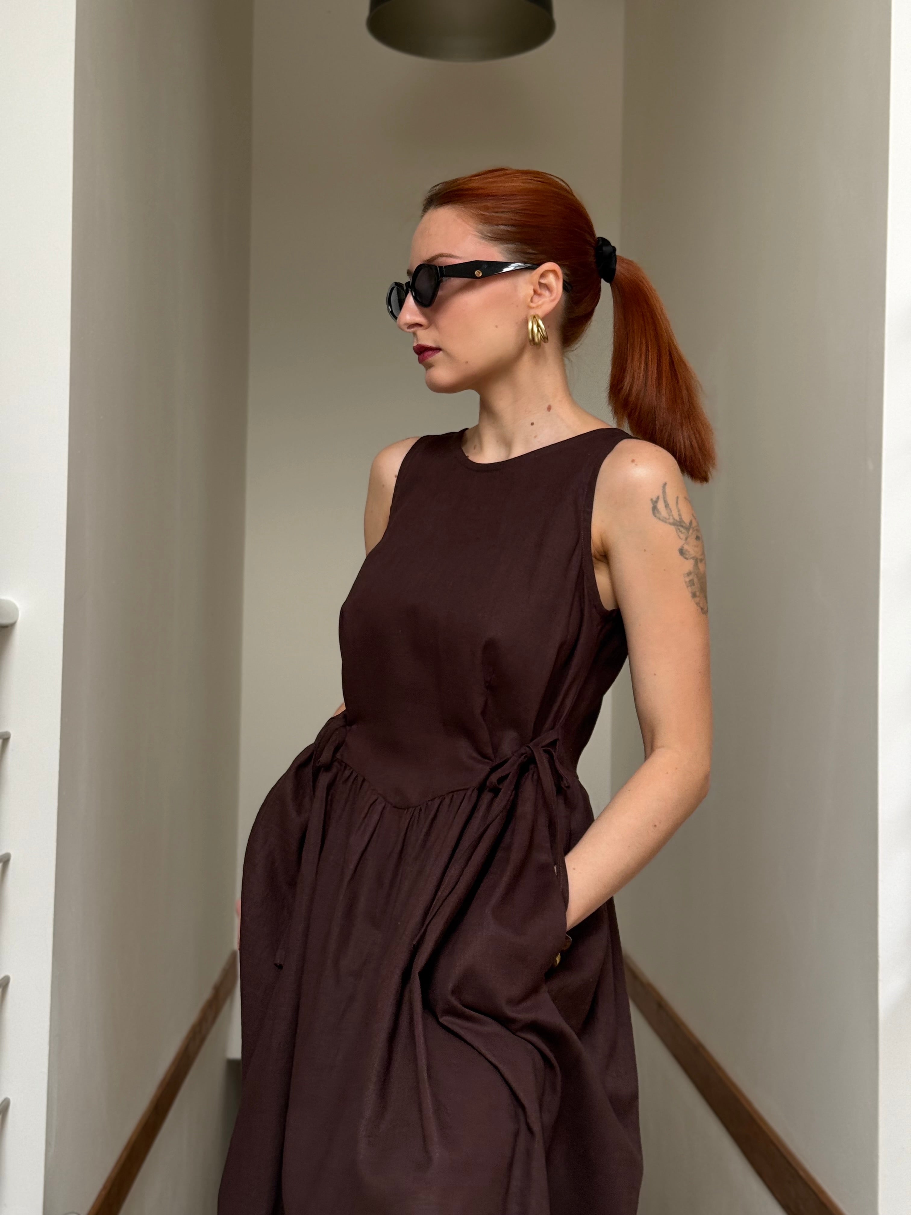 Chloé Linen Dress Brown