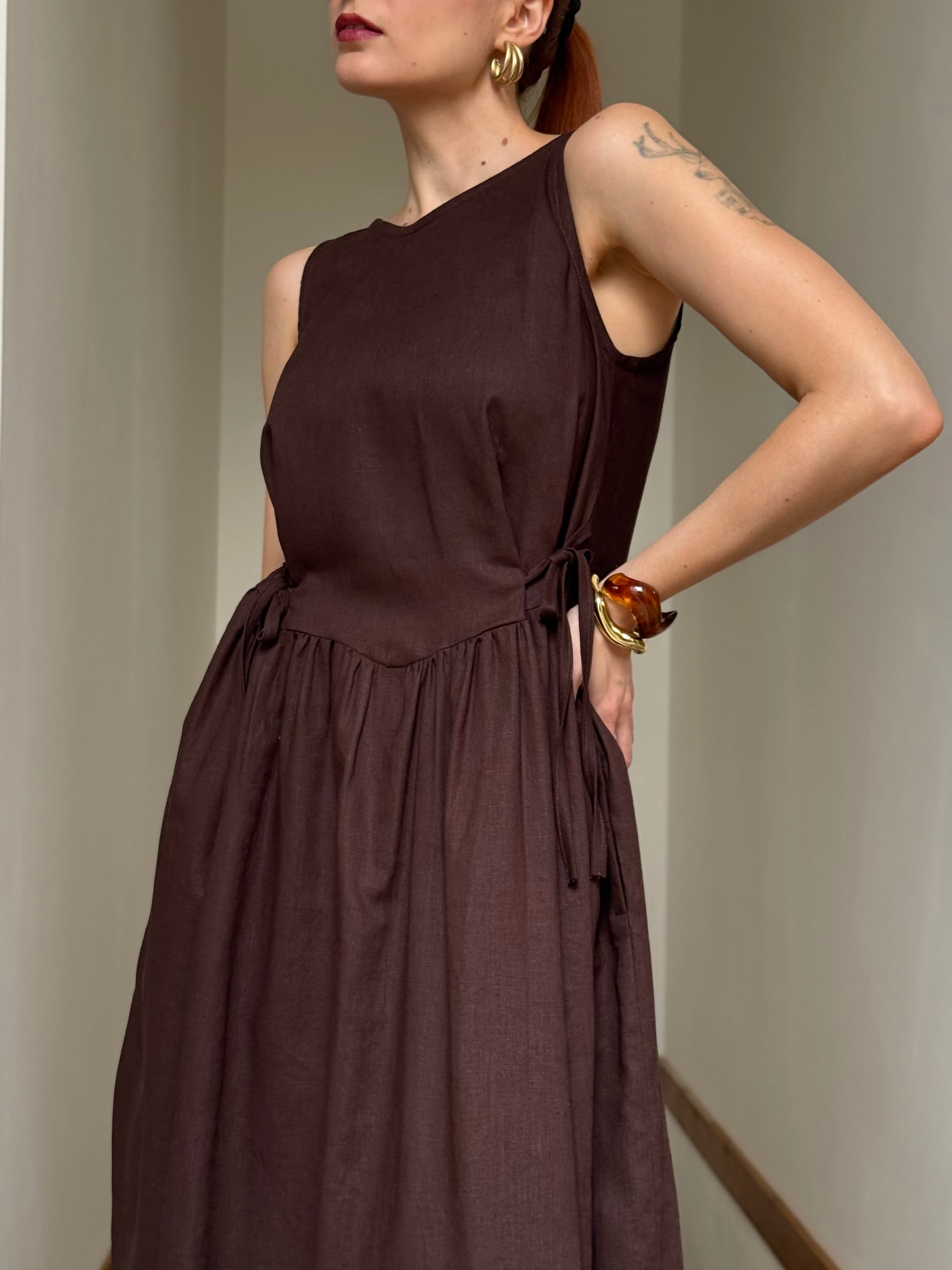 Chloé Linen Dress Brown