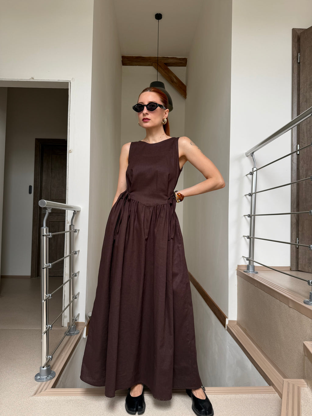 Chloé Linen Dress Brown